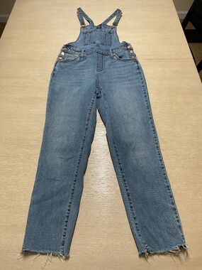 Universal Thread Denim Overalls Size 4/27R Straight Leg Raw Hem A010